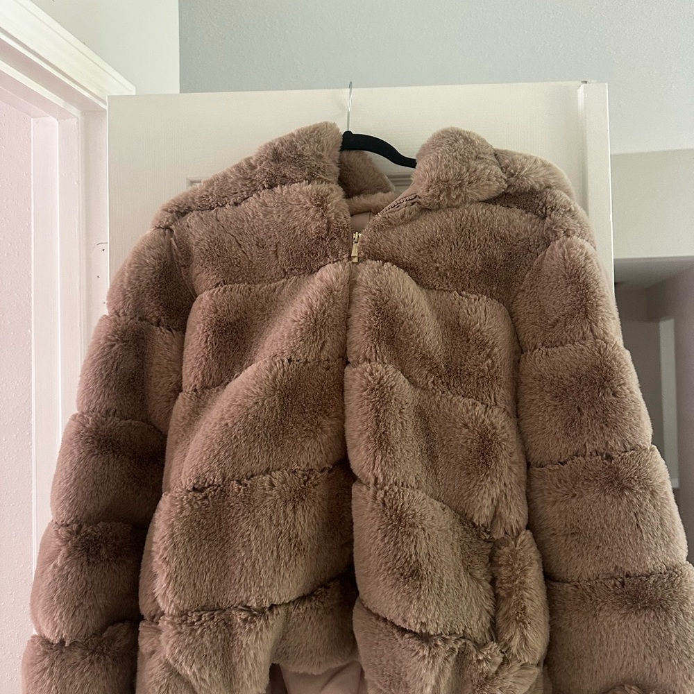 BCBGMaxAzria Soft Pink Faux Fur Jacket
